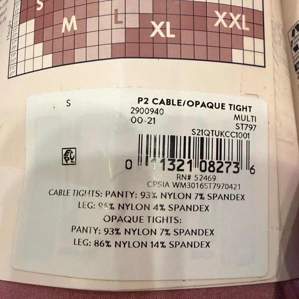 Bundle NWT Secret Treasures Opaque Cable Tight, Pair x 3 Black Mauve Small